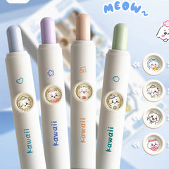 Kawaii Black Cat Gel Pens with Soft Grip - 4 Pack