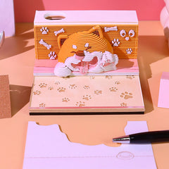 2026 Cute Puppy 3D Paper Sculpture Desk Memo Pad