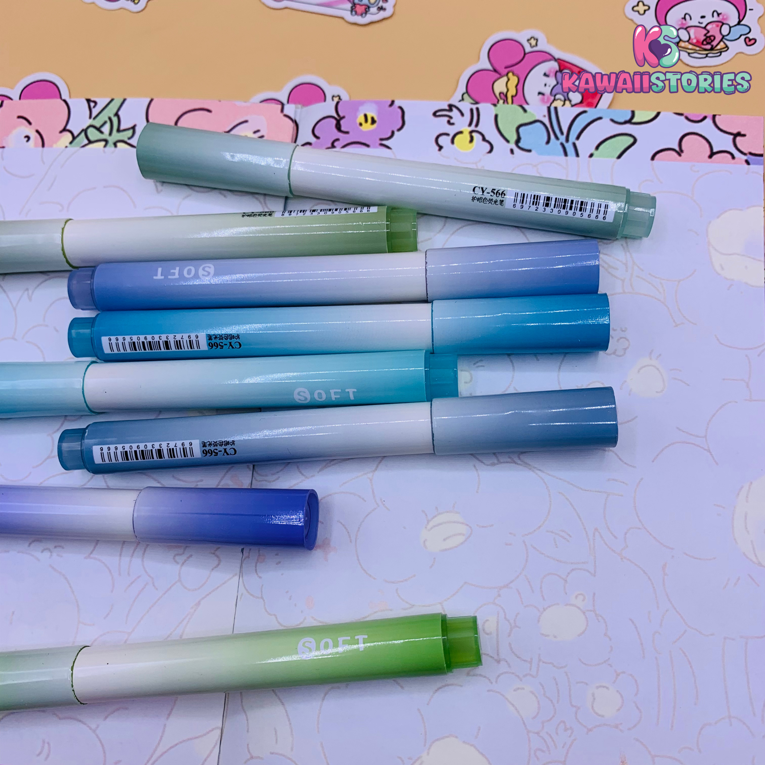 Fluorescent Ink Pastel Colors Mini Highlighter Set