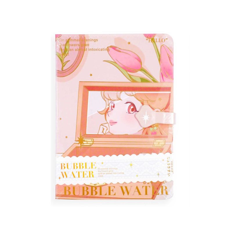 Kawaii Cute Girl Illustrated B6 Notebook Beige, Kawai Notebook