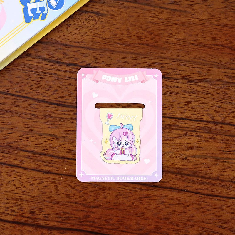Sweet Pony Cute Cartoon Pony Lily Magnetic Bookmark, Bookmarks