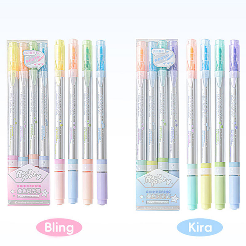Quick-Dry Soft Grip Dual Tip Glitter Marker Set of 4