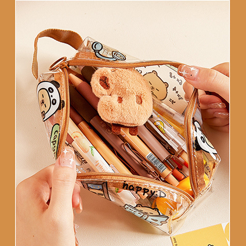 capybara waterproof transparent pencil case