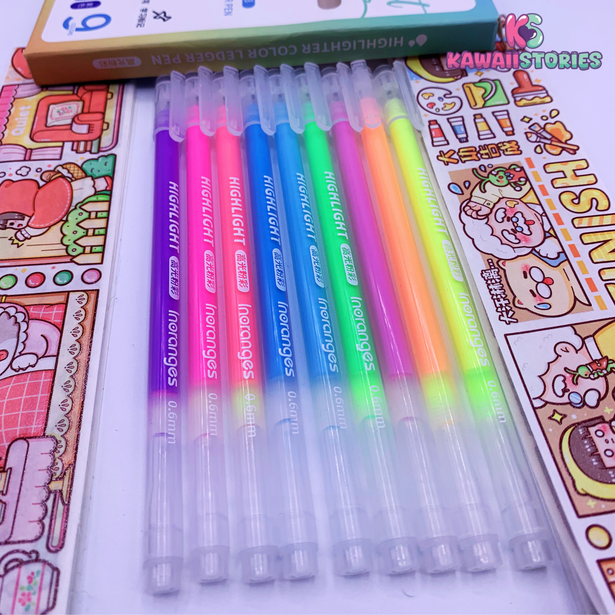 High Glossy Morandi Color Series Pointer Pen Set of 9