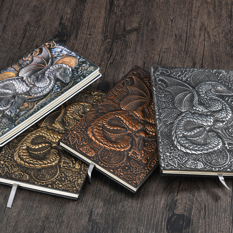 Retro 3D Embossed Dinosaur Leather Cover Notebook, Kawai Notebooks