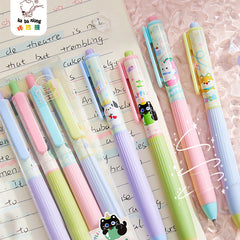 Pastel Silent Click Gel Pens - 0.5mm Black Ink, 4-Piece Set