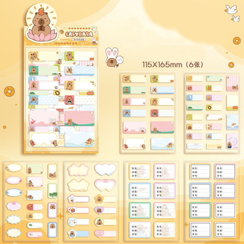 Waterproof Capybara Note Stickers, Stickers