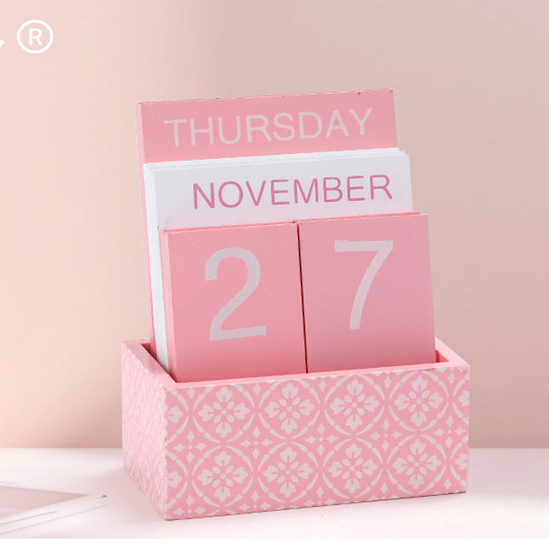 Solid Wood Desktop Calendar Stand with Note-Style Pages