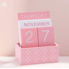 Solid Wood Desktop Calendar Stand with Note-Style Pages