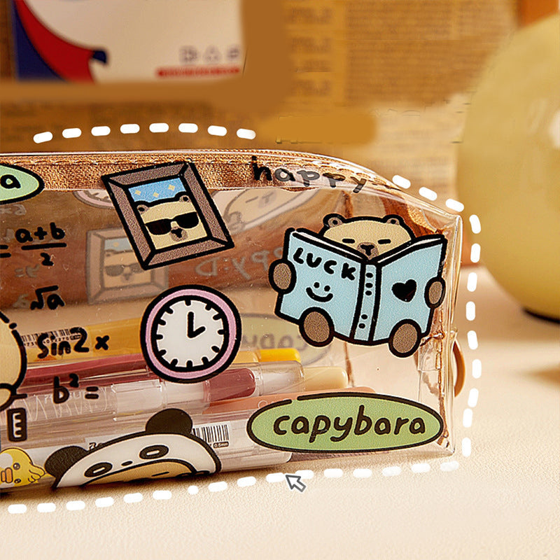 capybara waterproof transparent pencil case