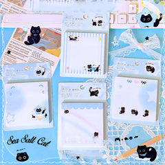 🌟 Sea Salt Cat Square Sticky Notebook – Cute & Aesthetic Sticky Notes for Students & Office Use