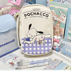 🍰 Japanese Cream Pancake Square Pencil Case – Cute Large-Capacity Stationery Storage Bag