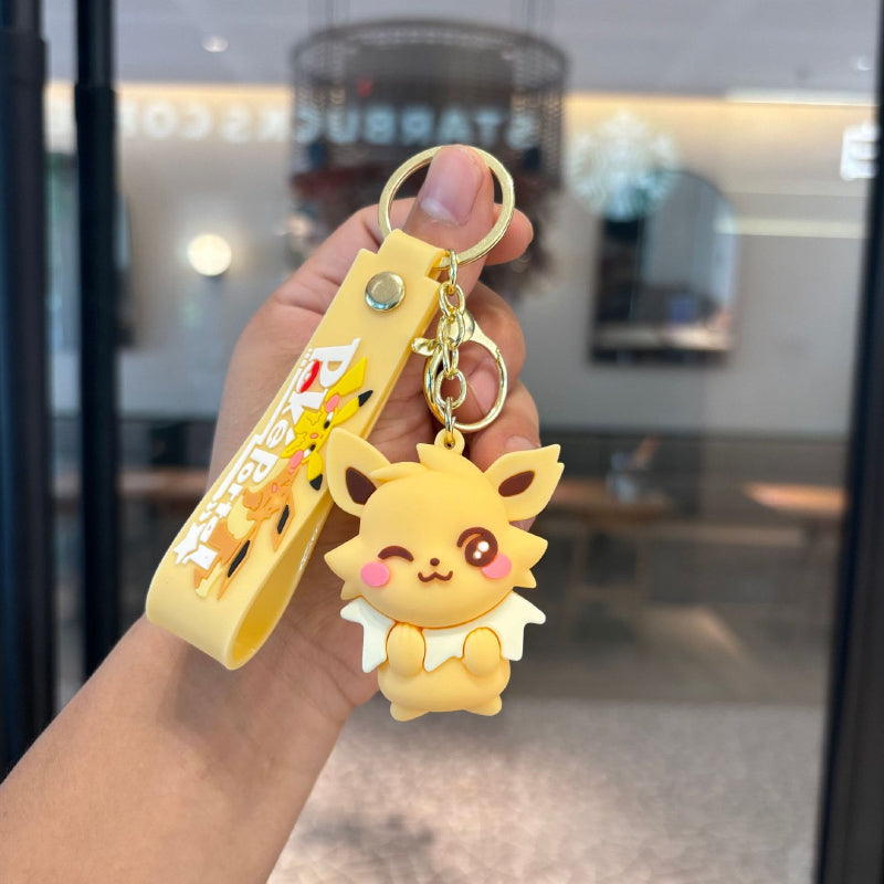 ⚡ Pokémon Eevee Family Keychain – Cute Plush Toy Style PVC Pendant