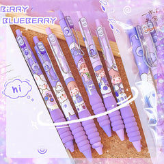 🍇 Small Round Berry Cake Click-Type Gel Pen — Soft-Grip Kawaii Writing Pen