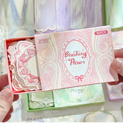 Traveler Series Vintage Letterpress Sticky Notes Box – European Floral Collage Paper, 30 Pieces 🌈