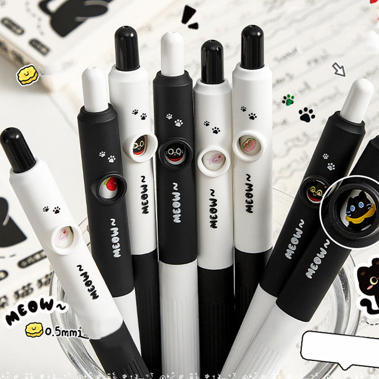 Kawaii Black Cat Gel Pens with Soft Grip - 4 Pack - included product detail, not the full bundle