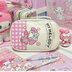 🍰 Japanese Cream Pancake Square Pencil Case – Cute Large-Capacity Stationery Storage Bag