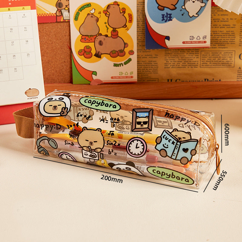 capybara waterproof transparent pencil case
