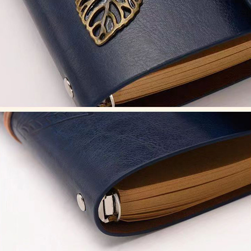 Vintage Retro PU Leather Leaf Cover Helm A6 Notebook, Kawai Notebooks
