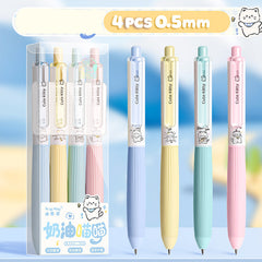 Pastel Silent Click Gel Pens - 0.5mm Black Ink, 4-Piece Set