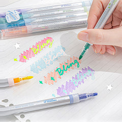 Quick-Dry Soft Grip Dual Tip Glitter Marker Set of 4