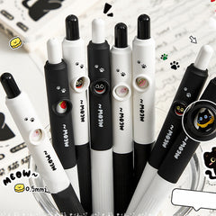 Kawaii Black Cat Gel Pens with Soft Grip - 4 Pack