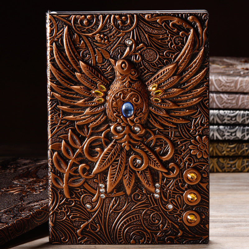 Vintage Phoenix 3D Embossed Faux Leather Cover Notebook, Kawai Notebooks