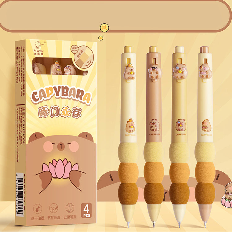 Kawaii Soft-Grip Animal Ballpoint Pen Set – 4 Pack