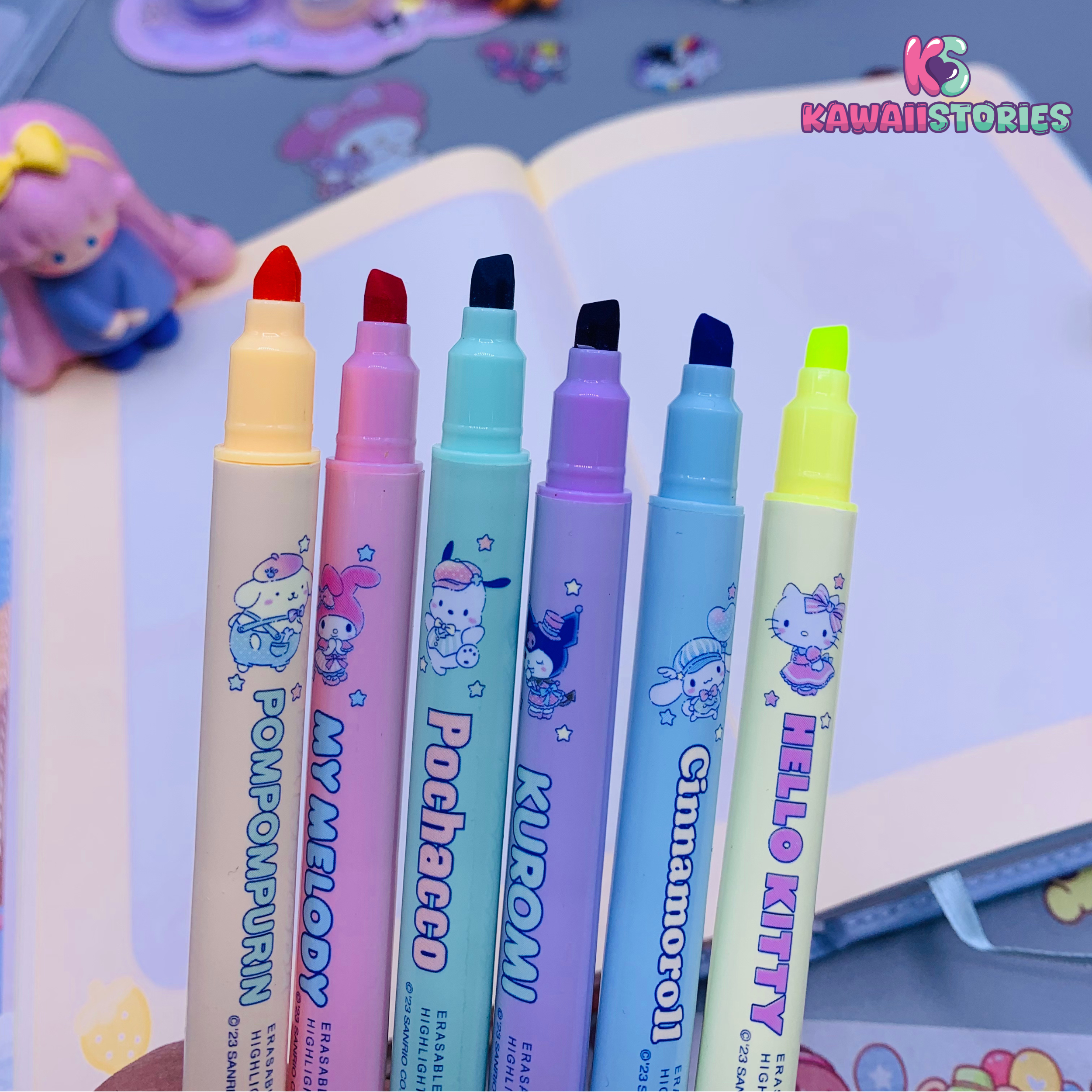 Erasable Dual-Tip Cartoon Character Highlighter Set - included product detail, not the full bundle