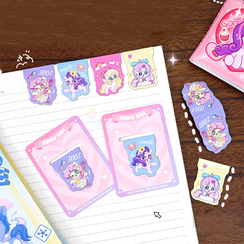 Cute Cartoon Pony Lily Magnetic Bookmark, Bookmarks