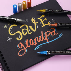 Double Tip Metallic Acrylic Brush Stroke Markers – Fat Nib Opaque Graffiti & Art Pens