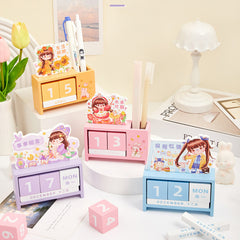 Little Pomelo Series Cartoon Wooden Perpetual Calendar 🍊🌈 | Cute Desktop Decor