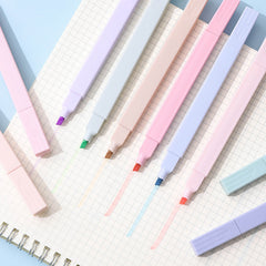 🌈 Morandi Pastel Highlighter Set – Soft Kawaii 6-Color Marker Pack