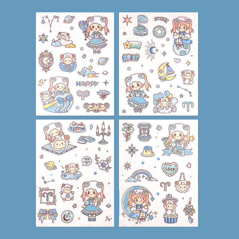 Twelve Constellations Cartoon Paper Sticker Set ♈✨