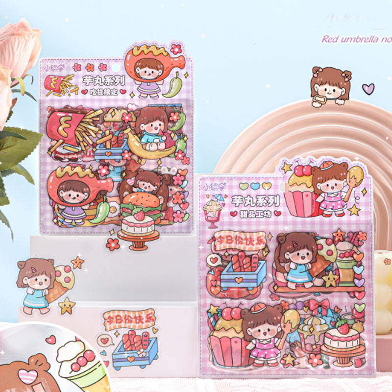Kawaii Guka Girl Little Red Umbrella Stickers,Stickers