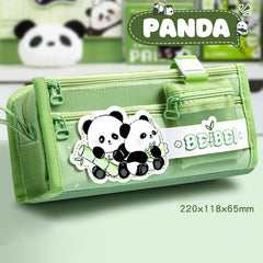 Portable multi layer large capacity canvas stationery pencil bag