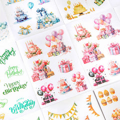 Happy Party Double-Material DIY PET Stickers Set of 20 Sheets