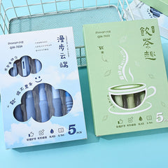 🌈 Minimalist Soft-Grip Press Gel Pen Set (5-Piece Box) | Kawaii Version