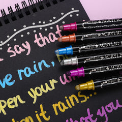 Double Tip Metallic Acrylic Brush Stroke Markers – Fat Nib Opaque Graffiti & Art Pens