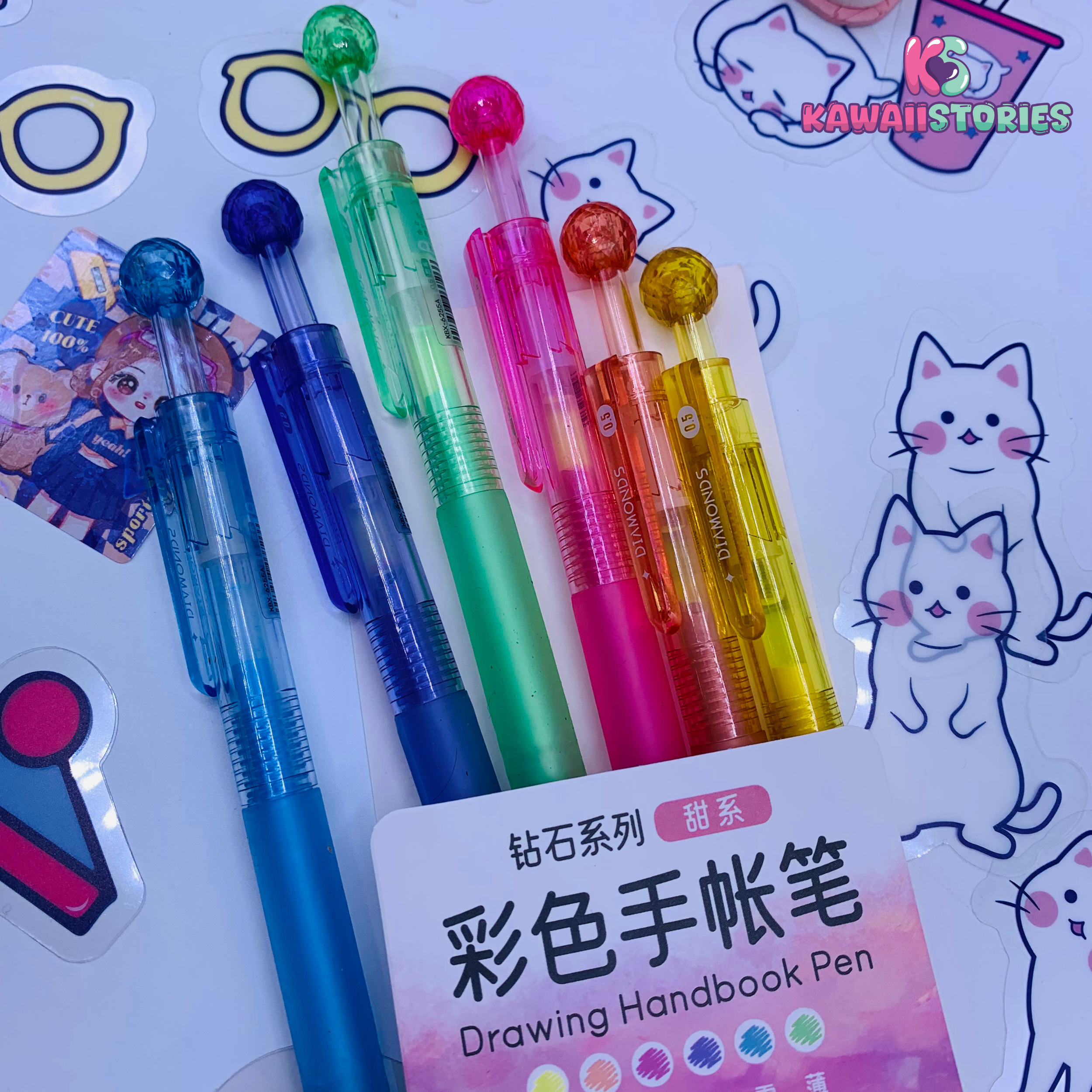 Kawaii Diamond Color Series Gel Pen Set of 6 - Sweet Series