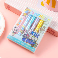 Labubu Cute Highlighter Set – 6 Color Eye-Protecting Pastel Marker Pens