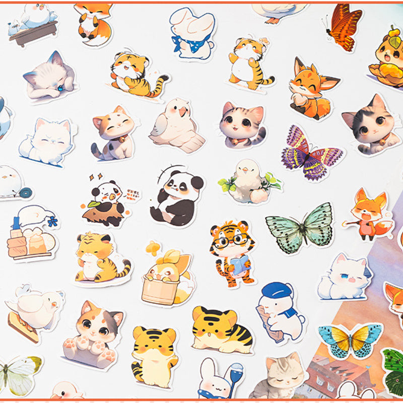 Waterproof Cute Animal Cartoon Stickers - 50PCS,Stickers