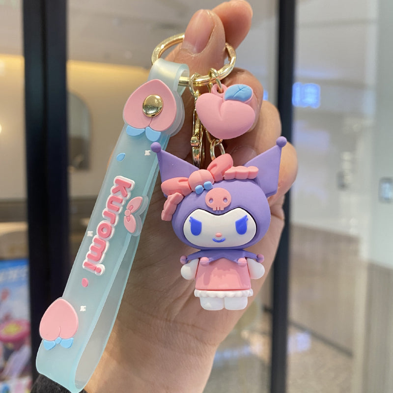 🎀 Pastel Sanrio Momo Keychain – Cute Doll Pendant Collection
