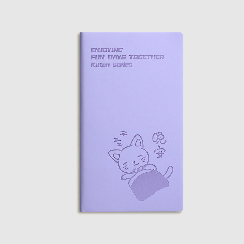 Purple Cat Kawaii cartoon A6 Student Portable Pocket Notebook, Kawai Notebooks