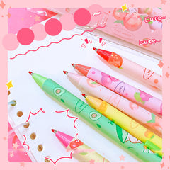 🍓 Energetic Fruit Click-Type Gel Pen — 6-Pack Kawaii Juicy Cuties