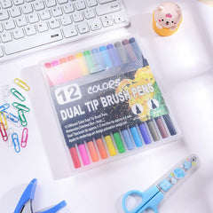 🖌️ Double Stroke Watercolor Brush Marker Set – 12/36 Colors