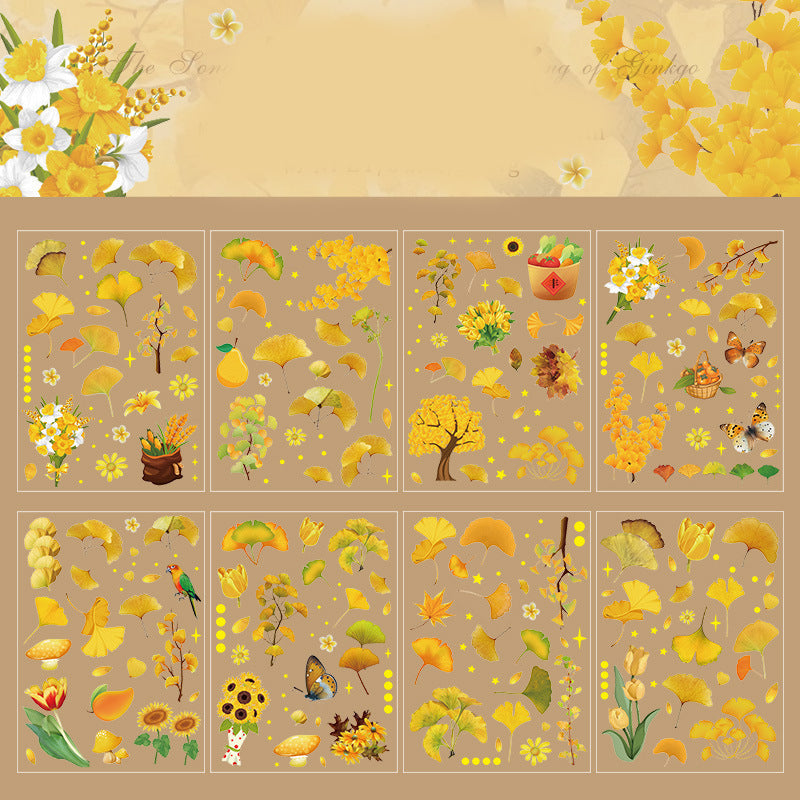 Waterproof Vintage Plant Leaves stickers pack,Stickers