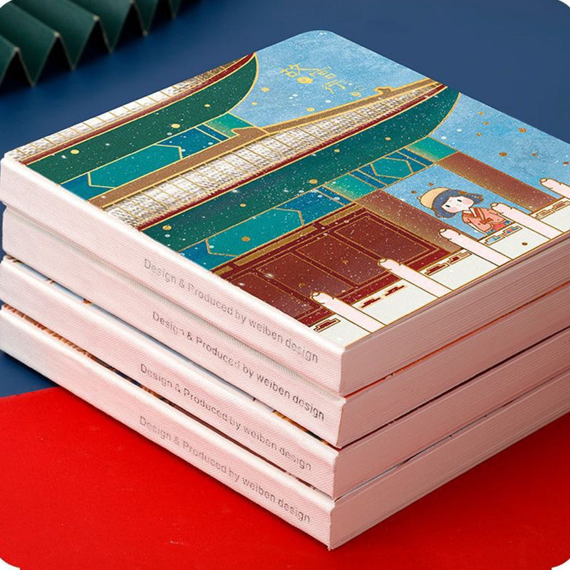 Kawaii Chinese Theme Style Square Plain Notebook, Kawai Notebooks