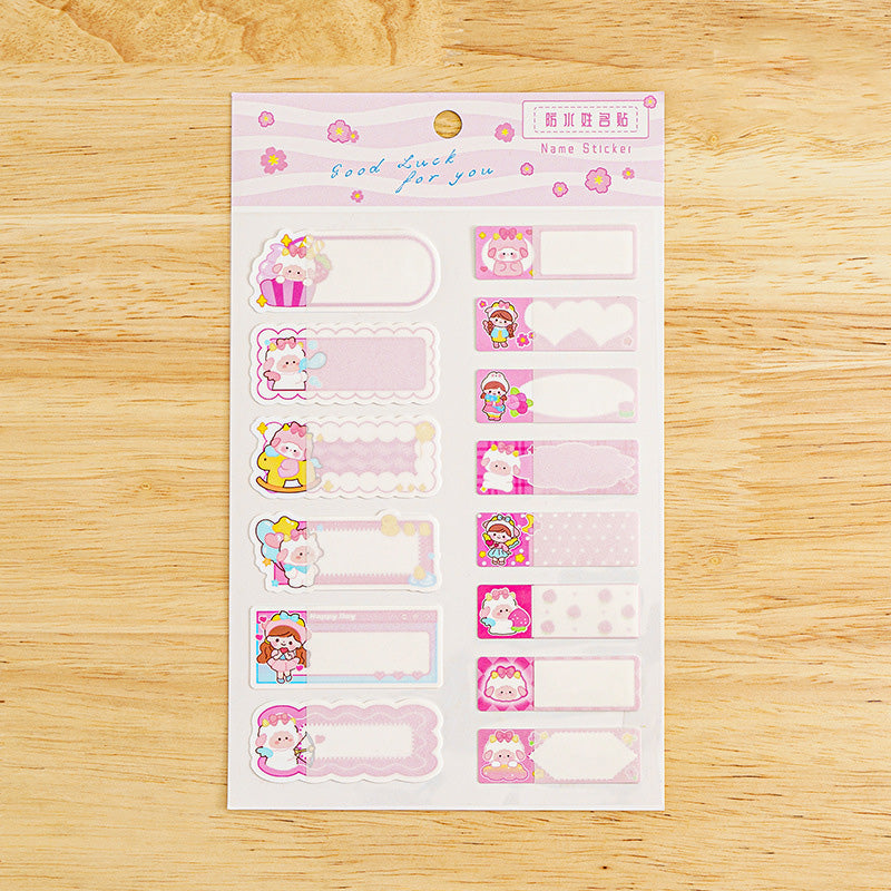 ✨ Kawaii Waterproof Name Label Stickers – Cute Cartoon School ID Tags