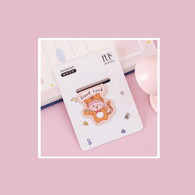 Good Luck Kawaii Cartoon Magnetic Bookmark, Bookmarks